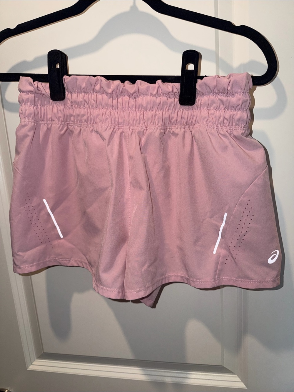 ASICS pink athletic shorts with compression liner